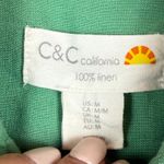 C&C California  100% Linen Shirt Dress Women's M Green Button Front Lightweight Photo 4