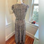 Betseys Boutique Shop Leopard Print Midi Dress Tiered Ruffle Short Sleeve L Tan Size L Photo 13