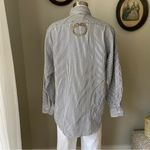 VINTAGE 1980s bedazzled jaguar pinstriped blouse Size L Photo 5