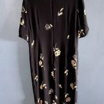 August Max Vintage 100% Silk Shell Floral Coastal Maxi dress with Sleeves Sz 14W Black Photo 2