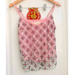 LA FUORI The Vivienne Geometric Fade Mini Cami Small Beaded Mesh Embellished Pink Photo 5