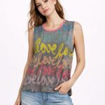 Chaser  Graffiti Love Rainbow Muscle Tank Top Burnout Raw Hem Size Small Photo 0
