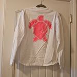 Simply Southern White Long Sleeve Shirt with Pink Turtle Design Photo 1