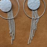 Silver‎ Tone Hoop Earrings with Chain Tassels Dangle Drop Statement Silver Photo 2