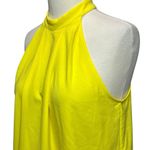 Bebe  Halter Top Womens XS Yellow Pleated Front Keyhole Summer Timeless Modern Photo 2