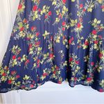 Reformation • Nikita Midi Dress in Bordeaux navy blue floral tie strap ruffle Photo 8