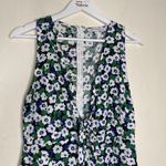 Olivaceous Linen Floral Blue Green Tie Front Mini Dress Size Medium Photo 2