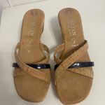 Italian Shoemakers  Shoes corked wedge heel navy & tan size 8.5 Photo 1