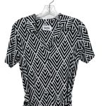 Leota | Black and White Geometric Print Faux Button Front Dress Sz. Small Photo 1