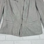 DKNY Jeans Jacket Women Large Gray Faux Suede Polyester Long Sleeve Clipside Zip Photo 2