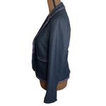7th Avenue New York & Co denim like tweed ribbon trimmed tailored blazer size S Blue Photo 3
