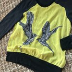 Fifteen Twenty Black and Yellow Sheer Bird Print LS Blouse Size Small Photo 3