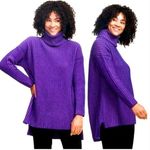 NAADAM Purple Two Tone Turtleneck High/Low Sweater, Wool/Cashmere Blend, Size S Photo 0