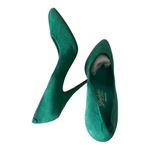 Frederick's of Hollywood  Green Suede Leather Pointed Toe Heel Pump Shoes Size 7.5 Photo 1