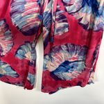 Anthropologie Lilka Small Cropped Pants Tropical Palm Leaf Print Bright Pink Blue Wide Leg Photo 2