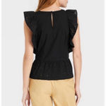 Who What Wear Who What Where Butterfly Sleeves Eyelet Embroidered Black Top Photo 1