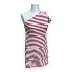 Maeve Anthropologie Marketa Red Cream Striped One Shoulder Shift Dress size S Photo 2