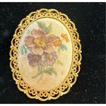 West Germany floral print surgar glass brooch Purple Photo 2
