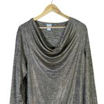 Chico's Chico’s Metallic Cowl Neck Long Sleeve Top Womens XL Gold Shiny Streth Glam NYE Photo 2