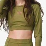 7 DAYS ACTIVE Cropped Long Sleeve Top in Capulet Olive Green Size L Photo 0