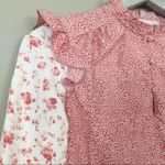 Rachel Parcell  Pink Cheetah Floral Ruffle Long Sleeve Blouse NEW Photo 4