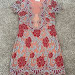 Storia Coral Blue Red Lace Dress Photo 0