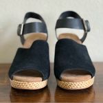 Toms EUC.  Black Wedge Sandals with Ankle Strap. Photo 1