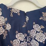 Gal Meets Glam Jenny Wallpaper Rose Brocade Floral Ruffle Knee Length Dress Navy Photo 8