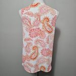 Rose + Olive White & Pink Paisley Print Sleeveless Blouse Size Small Photo 4