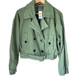 BLANK NYC  jacket Green Double-Breasted cropped trench medium NEW moto Photo 0
