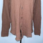 Olivaceous Brown Button Up Shirt Small NWT Raw Unfinished Hem Long Sleeve Photo 2