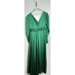 Mac Duggal  Puff Sleeve Satin Faux Wrap Gown in Emerald Green Size US 14 NWT Photo 7