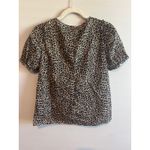 J.Crew Cheetah Print Short Sleeve Blouse Size XS Black Brown Photo 3