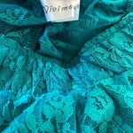 Vivimos Teal Blue Witchy Whimsygoth Sheer Lace Asymmetric Ruffle Midi Skirt S Photo 6