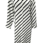 Eloquii  Black White Striped Long Sleeve Slit Belted Button Maxi Shirt Dress 14 Photo 0