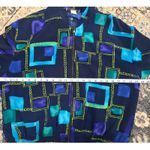 Vintage Kensington Square Geometric Print Full Zip Jacket Women XL Retro Blue Photo 2