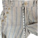 Sundance  Wilde Bermuda Shorts Women 10P Tan Blue Stripe Linen Buttons High Rise Photo 6