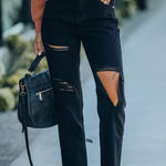 English Factory  Mila High Rise Distressed Jeans Photo 0