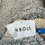 Revolve  Storia Blue Cream‎ Floral Smocked Puff Sleeve Top Photo 3