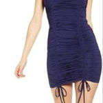 Tiger Mist  Navy Blue Ruched Bodycon Mini Dress with Drawstring Slit‎ Size S Photo 0
