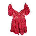 Self Portrait Fuschia Flower Lace Mini Dress Size US 8 Photo 1