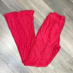 ZARA  Sheer‎ Pleated Ruffle Wide Leg Pull On Pants Pink Medium Flare Naked Photo 14