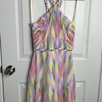 Shoshanna  pastel Rainbow Braided Halter Dress Geometric Summer‎ Party Size 2 Photo 0