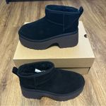 UGG  black suede wool platform heeled ankle boots booties shoes women’s 9 new Photo 7