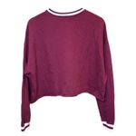 Pull & Bear Paradise League Maroon Cropped Sweatshirt Size S Long Sleeve Red Photo 2