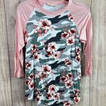 Floral Camo Long Sleeve Top with Pink Sleeves Photo 0