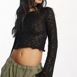 Bershka  Shredded Cropped Bell Sleeve Sweater Black Photo 0