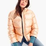 J.Crew  Rose Gold Metallic Puffer Jacket Size M Photo 1
