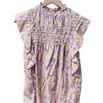 Love the Label Josepha Printed Smocked Short Sleeve Blouse Top Lavender XS Purple Photo 4