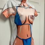 Jireh Body Art Print Turtleneck Short Sleeve Bodycon Mini Dress Photo 6